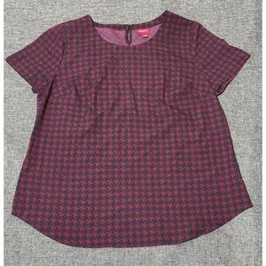 Merona Women's XL Houndstooth Short Sleeve Blouse